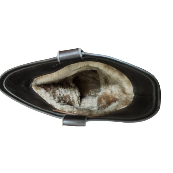 Gravati Mens Brown Leather Shearling Boots Size 9 Fur Lined Warm Winter Mid Calf - Picture 12 of 16